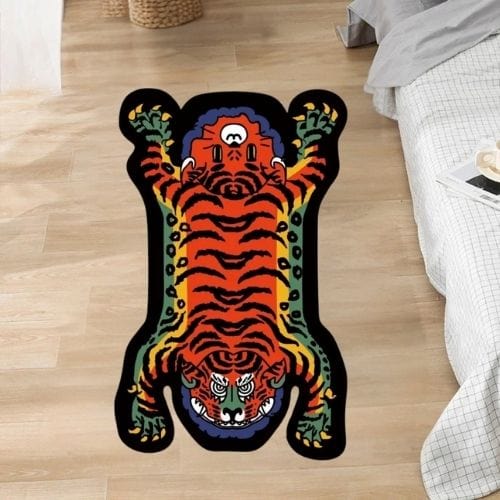 Tapis de Sol | Moderne Kilim Luxe Forme Tigre - Tapinna® Coloré / Animal / 60x90cm (Paillasson)