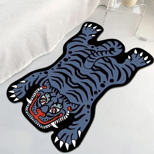 Tapis de Sol | Moderne Kilim Luxe Forme Tigre - Tapinna® Gris / Animal / 50x80cm