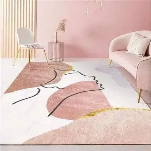 Tapis de Sol | Moderne Scandinave Abstrait Marbre - Tapinna® Doré Rose / Rectangulaire / 40x60cm (16x24 Pouces)