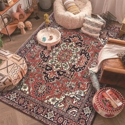 Tapis de Sol | Oriental Bohème Type Persan Rétro - Tapinna® Rouge / Rectangulaire / 40x60cm