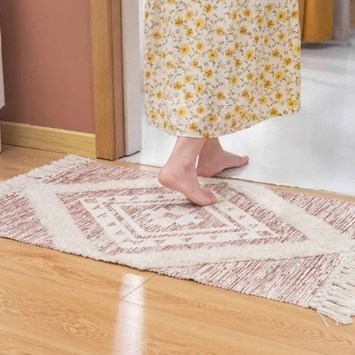 Tapis de Sol | Scandinave Oriental Bohème Berbère - Tapinna® Beige / Rectangulaire / 60x90cm 20cm Pompom