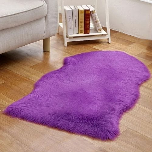 Tapis de Sol | Shaggy Uni Luxe Poil Long - Tapinna® Violet / Irrégulier / 45x65cm (1P Forme)
