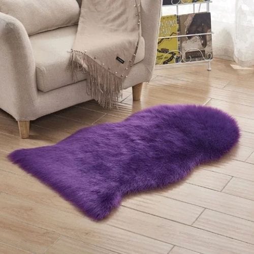 Tapis de Sol | Shaggy Uni Moderne Poil Long - Tapinna® Violet / Irrégulier / 40x60cm