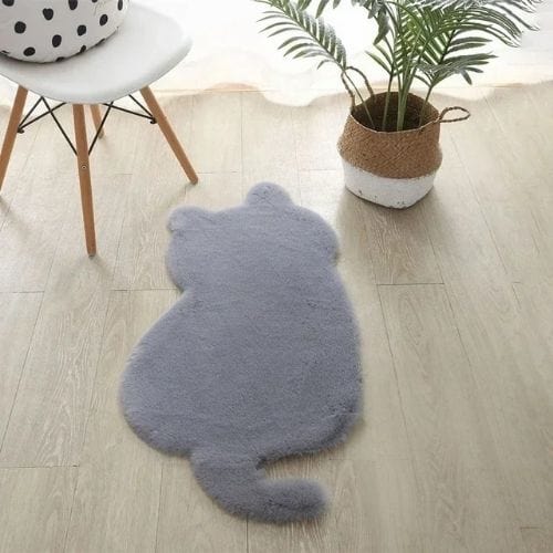 Tapis de Sol | Shaggy Uni Persan Poil Long Forme Chat - Tapinna® Gris / Animal / 47x93cm