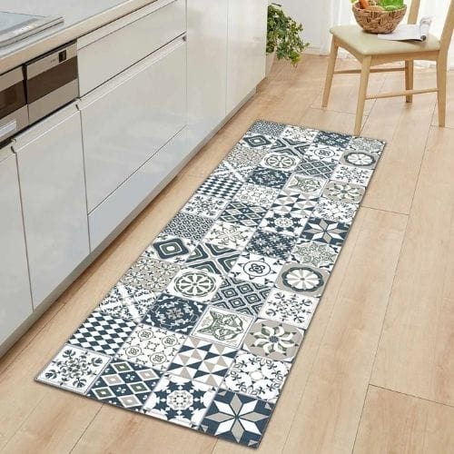 Tapis Salle à Manger | Bohème Persan - Tapinna® Bleu / Rectangulaire / 40x60cm (16x24 Pouces)
