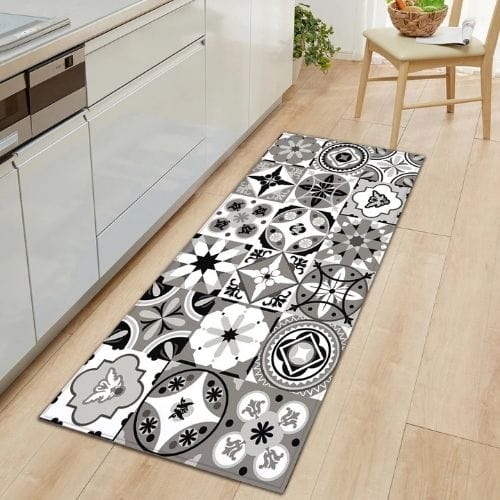 Tapis Salle à Manger | Bohème Persan - Tapinna® Gris / Rectangulaire / 40x60cm (16x24 Pouces)
