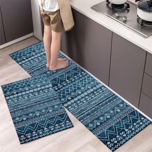 Tapis Salle à Manger | Persan Forte Élasticité Motif - Tapinna® Bleu / Rectangulaire / 40x60cm