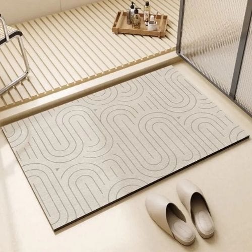 Tapis Salle de Bain | Moderne Motif Rayé - Tapinna® Gris / Rectangulaire / 45x75cm