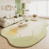 Tapis Irrégulier Luxe – Forme Organique Douce Beige & Vert | Salon Chambre 2