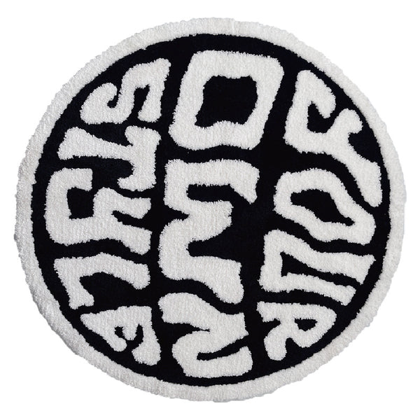 Tapis Rond Streetwear "Enjoy Life" Noir et Blanc