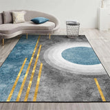 Tapis Nordique Luxe – Motif Géométrique Cercle Bleu & Gris | Salon Chambre 5