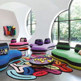 Tapis Irrégulier Graffiti Coloré Pop Art Velours Cristal Salon 4