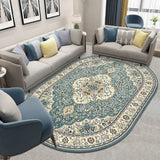 Tapis Ovale Floral Persan Rétro Velours Cristal Salon Luxe 9
