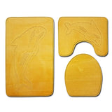 Set 3 Pièces Salle de Bain – Uni Coloré Texturé Embossé | Tapis & Contour WC 9