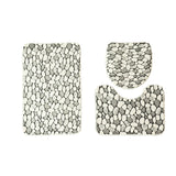 Set 3 Pièces Salle de Bain – Motif Galets Gris & Blanc | Tapis & Contour WC 5