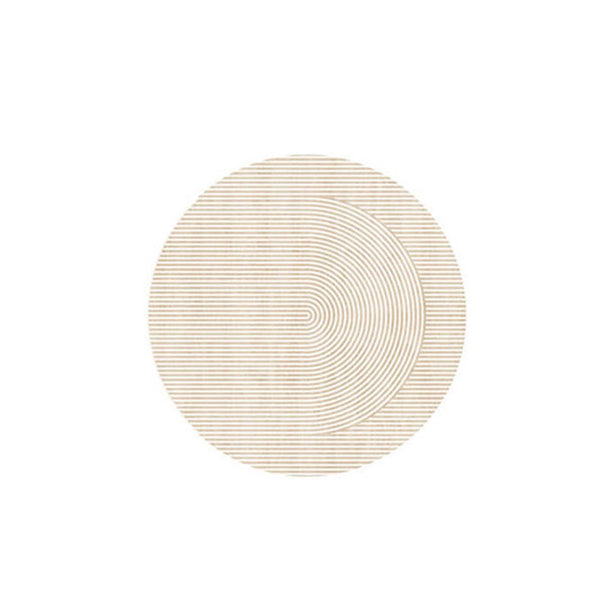 Tapis Rond Luxe Léger Géométrique Abstrait – Beige et Doré