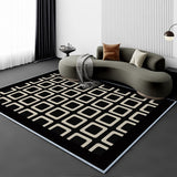 Tapis Rectangulaire Velours Cristal Abstrait Noir & Blanc – Salon 9