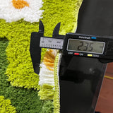 Tapis Irrégulier Pelouse Marguerites Vertes Floqué Salle de Bain 4