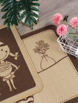 Set 2 Tapis de Cuisine Runner Floral Marron – Absorbant et Anti-taches 3