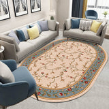 Tapis Ovale Floral Persan Rétro Velours Cristal Salon Luxe 3