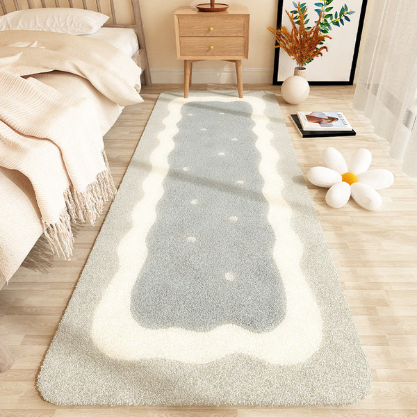 Tapis Runner Pied de Lit Imitation Cachemire Contour Vague