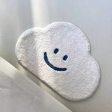 Tapis Forme Nuage Souriant Imitation Cachemire Blanc Doux 1