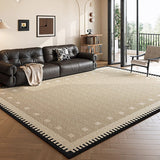 Tapis Rectangulaire Rétro Français Beige Bordure – Salon 9