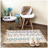 Tapis Rectangulaire Coton Tissé Motif Kilim Franges – Entrée & Salon 17