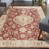 Tapis Persan Médaillon Floral – Rouge, Bleu & Gris – Salon & Bureau 5