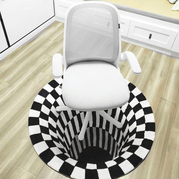 Tapis Illusion d'Optique 3D – Vortex Noir & Blanc | Salon Chambre