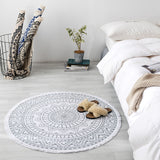 Tapis Rond Mandala Ethnique en Coton et Lin – Bohème 8