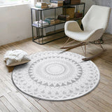 Tapis Rond Polyester Motif Mandala Scandinave – Salon & Chambre 6