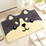 Tapis Salle de Bain Shiba Inu Cartoon Antidérapant Doux 1