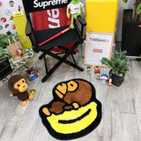 Tapis Forme Banana Monkey Cartoon Streetwear – Jaune et Noir 1