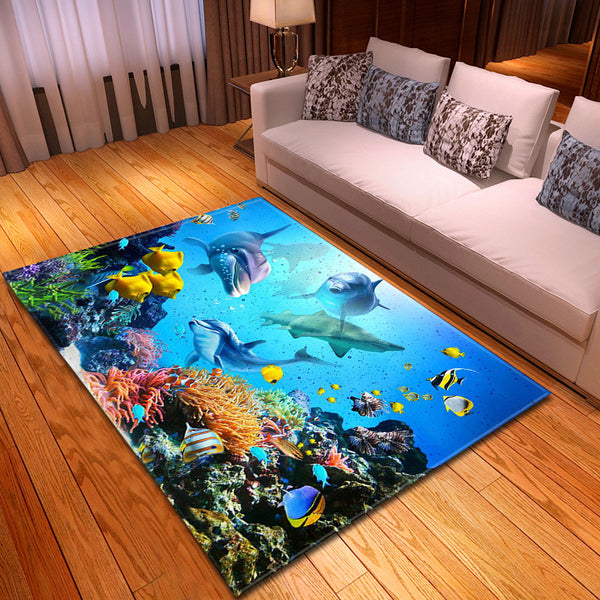 Tapis Rectangulaire Monde Sous-Marin 3D – Salon & Chambre