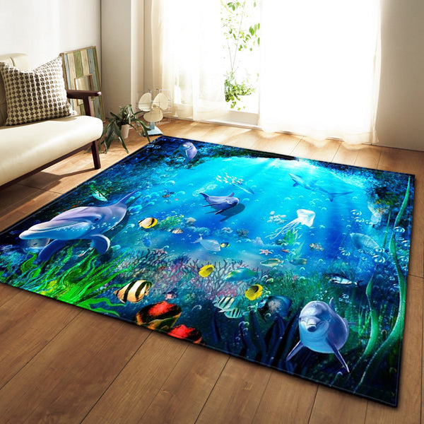 Tapis Rectangulaire Monde Sous-Marin 3D – Salon & Chambre
