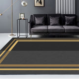 Tapis Luxe Velours Vert Émeraude Bordure Dorée Salon Moderne 4