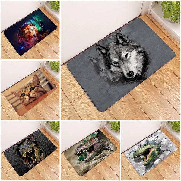 Tapis Rectangulaire Imprimé Loup Réaliste – Entrée & Salon