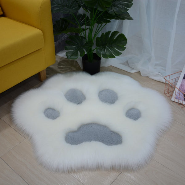 Tapis Forme Patte de Chat Peluche Chambre Enfant Kawaii