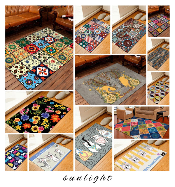 Tapis Patchwork Multicolore Géométrique Ethnique Runner Salon