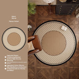 Tapis Rond Vintage – Motif Floral Oriental Beige & Brun | Salon Chambre 10