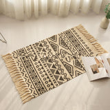 Tapis Rectangulaire Coton Tissé Motif Kilim Franges – Entrée & Salon 1