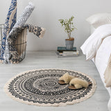 Tapis Rond Mandala Ethnique en Coton et Lin – Bohème 5