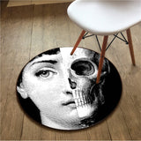 Tapis Rond Imprimé Visage Pop Art Noir Blanc Décoration 5