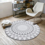 Tapis Rond Polyester Motif Mandala Scandinave – Salon & Chambre 5