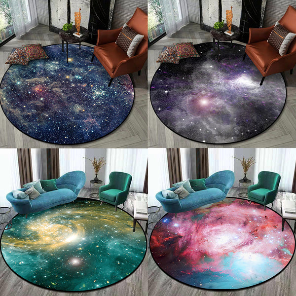 Tapis Rond Galaxie et Nébuleuse Imprimé – Multicolore