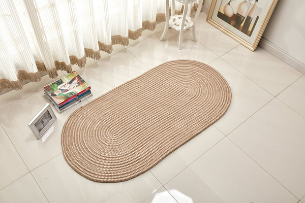 Tapis Ovale Tressé en Corde – Style Pastoral Naturel