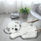Tapis Forme Panda / Koala Imitation Fourrure Longue – Blanc et Noir 1