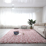 Tapis Shaggy Poil Long Motif Lanterne Chinoise Blanc Gris Salon 10