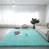 Tapis Shaggy Poil Long Motif Lanterne Chinoise Blanc Gris Salon 1